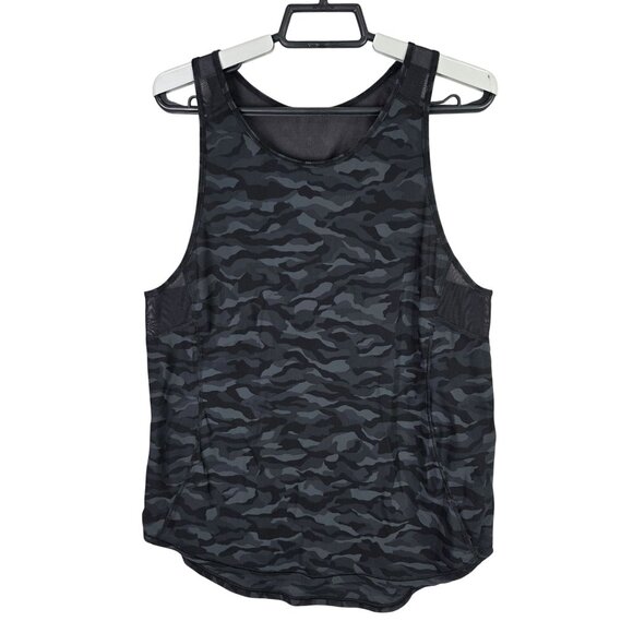 Womens Lululemon Camo Black Sleeveless Training Tank Top Mesh Back Panels Size S - Picture 1 of 6